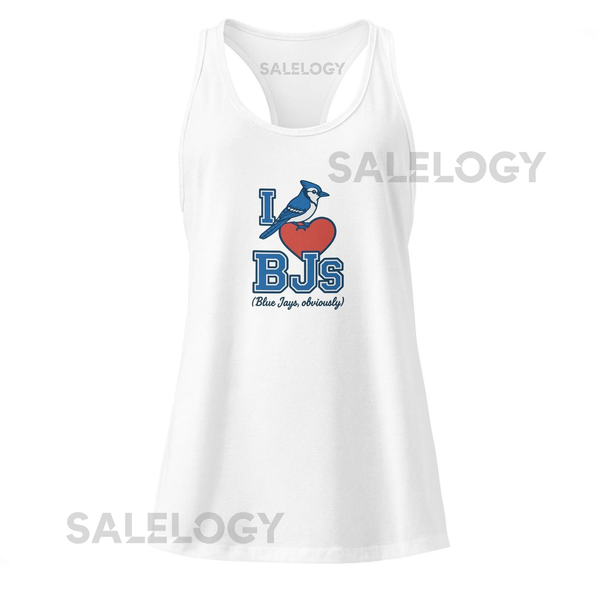 I Love BJS Womens Racerback Tank Flirty Blue Jays Fan Top Game Day Vibes_529