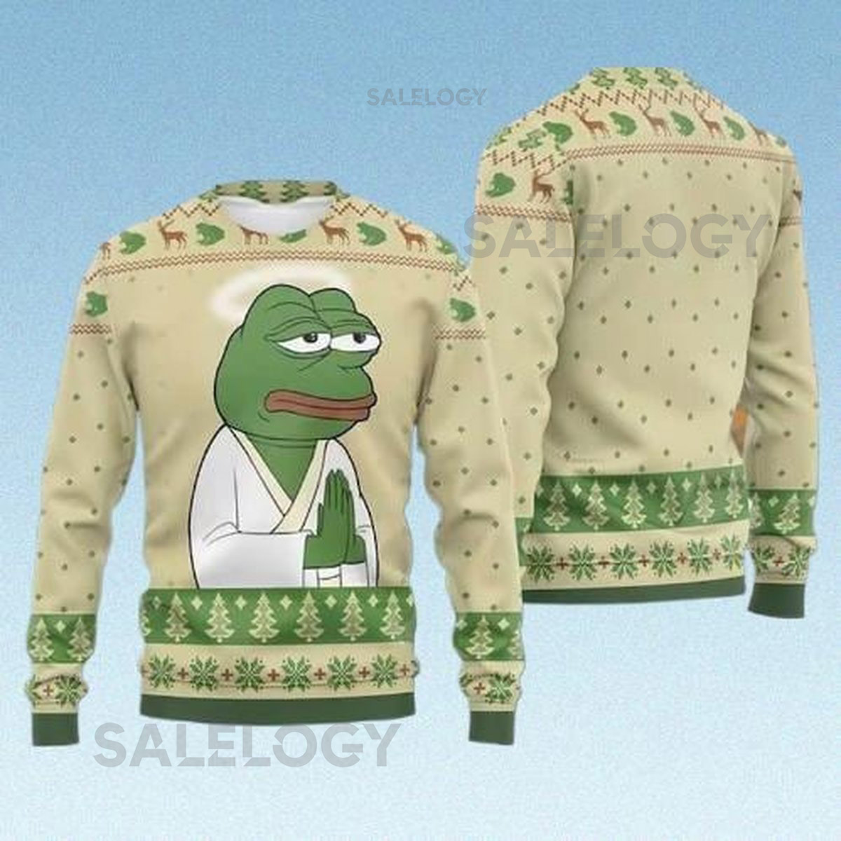 Pepe The Frog Meme Ugly Christmas Sweater Funny Frog Holiday Sweatshirt  Joyful Animal Xmas Sweater