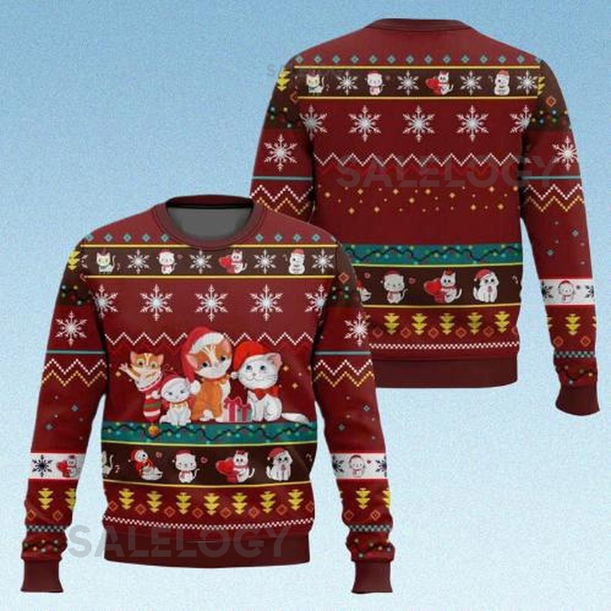 Cat Lover Ugly Christmas Sweater Cute Kitten Holiday Jumper Funny Festive Cat Xmas Sweater Adorable Christmas  for Cat Lovers