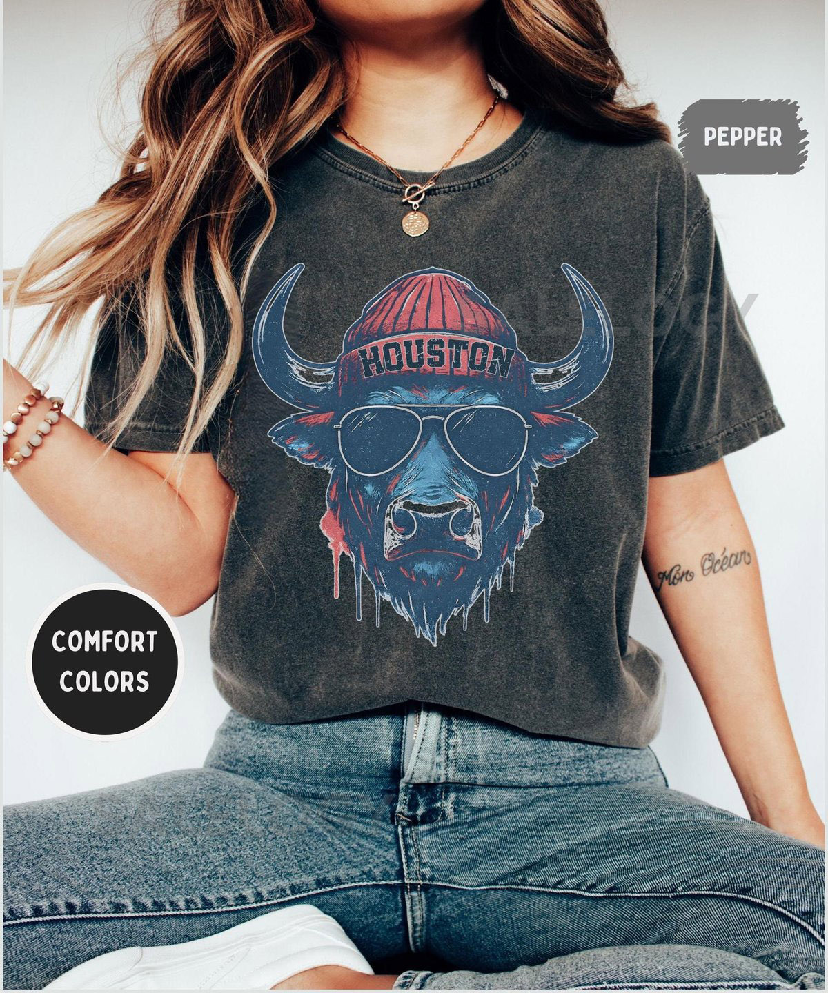 Vintage Houston Football Comfort colors shirt Retro Distressed Football t-shirt Men's Women's Sports Fan Gift Texas Football Te_951