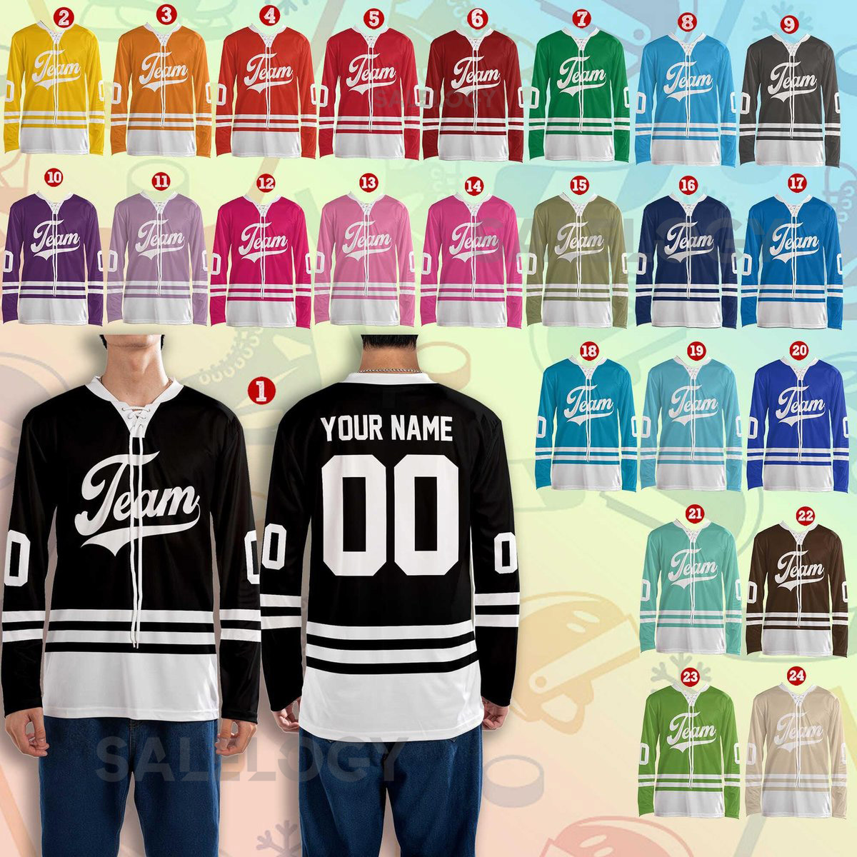 Personalized Name Number Lace Neck Hockey Jersey Customized Team Uniform Sport Team Outfit Matching Group Jersey Custom Hockey Top_17