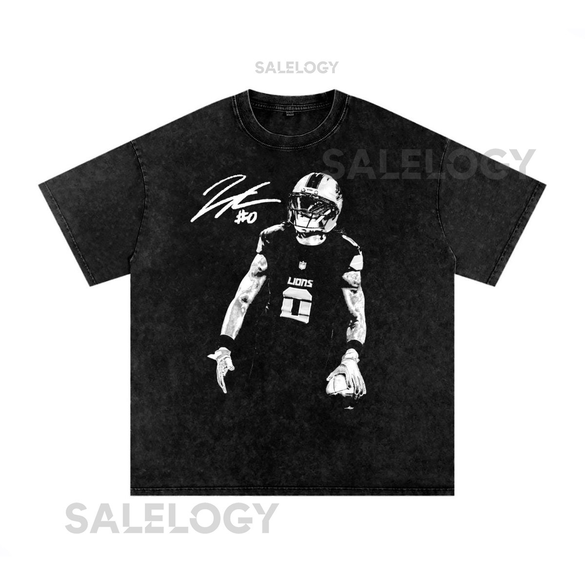 Jahmyr Gibbs Detroit Lions Washed Oversized Cotton T-Shirt_519