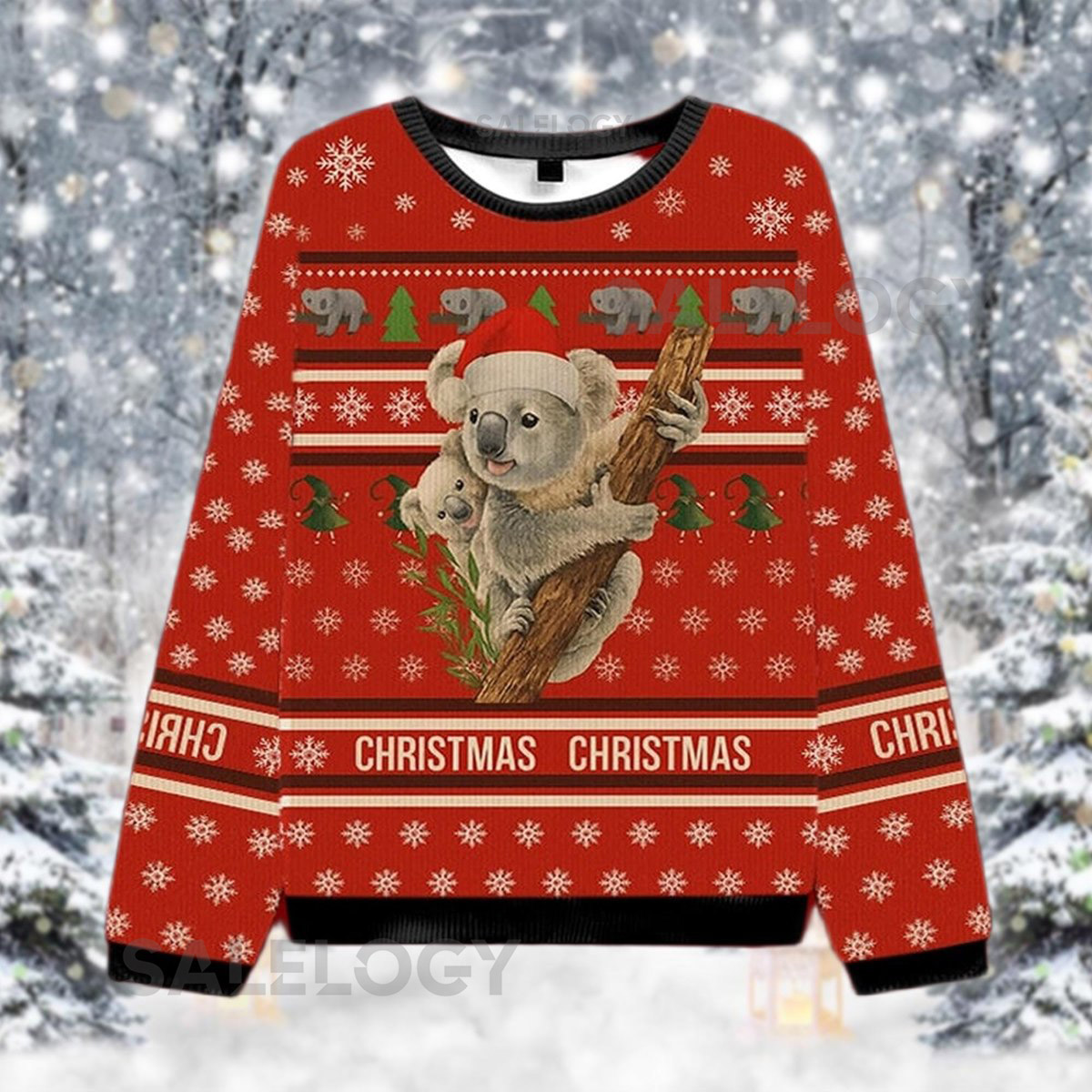 Koala Bear Ugly Christmas Sweater Australian Animal Holiday Jumper Cute Xmas Party Top Funny Festive Apparel