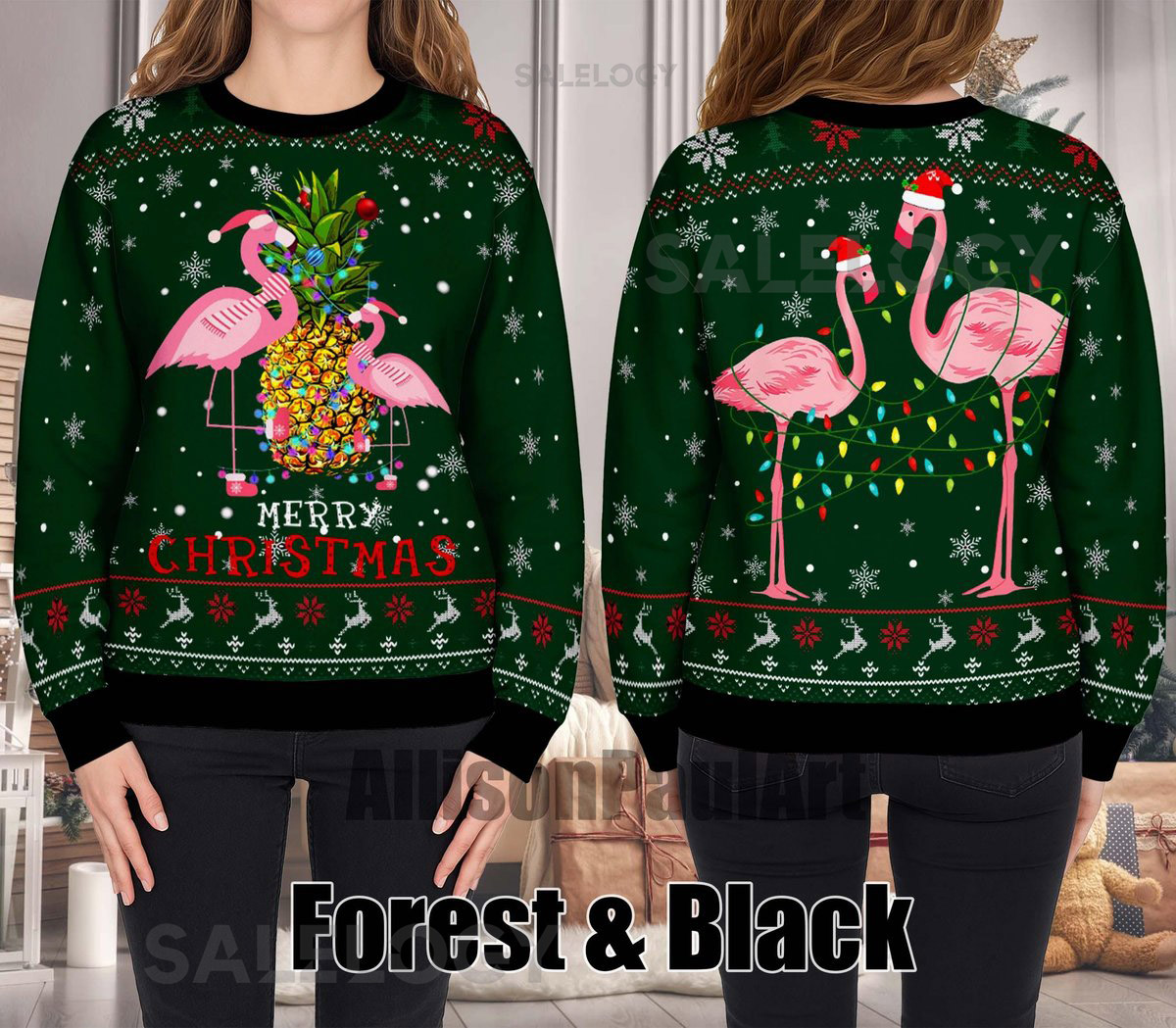 Flamingo Ugly Christmas Sweater Funny Holiday Sweater With Festive Flamingo Ugly Christmas Sweater Xmas Sweater