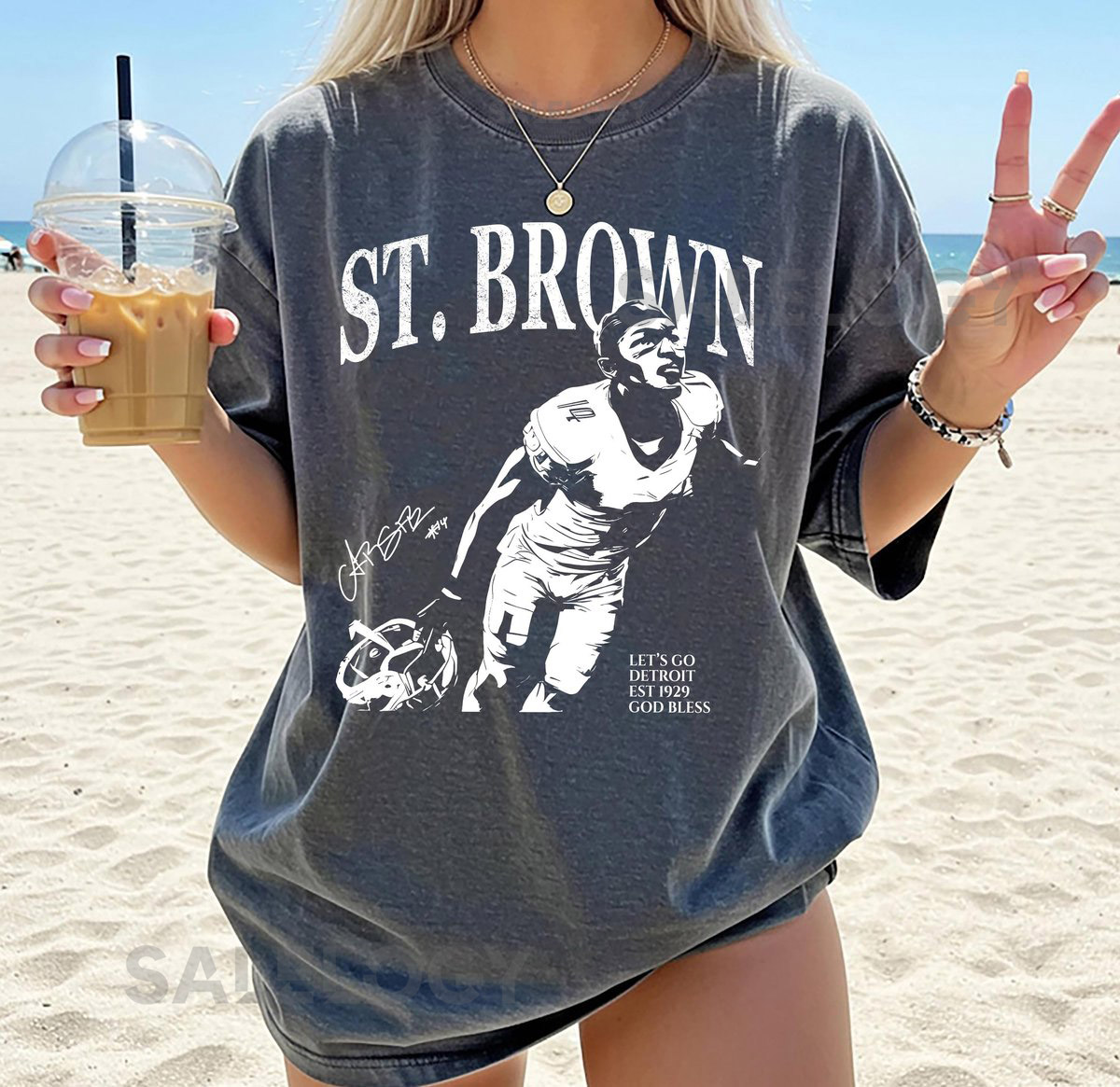 Comfort Colors Amon-Ra Vintage T-Shirt St. Brown Retro Rap Tee Game Day Tee Football Season Vintage Football Shirt Detroit Fans_48