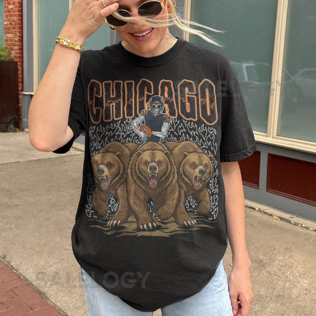 Retro Chicago Football Shirt Comfort Colors Bears Tee Vintage 90s Game Day Football T-Shirt Old School Merch_91