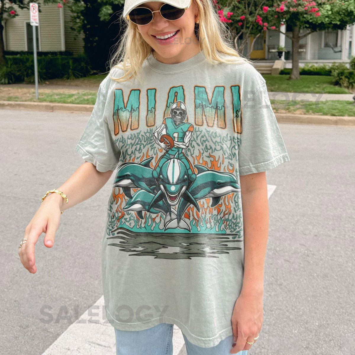 Retro Miami Football Shirt Comfort Colors Dolphins Tee Vintage 90s Game Day Football T-Shirt Old School Merch_538