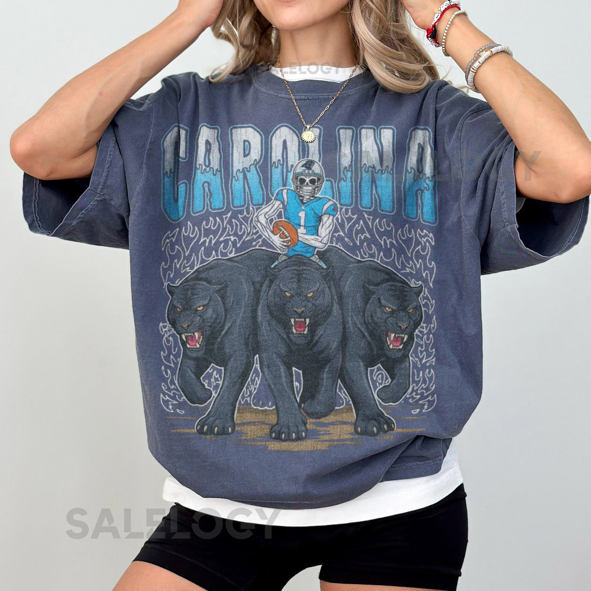 Old School Carolina Football Shirt Comfort Colors Panthers Tee Vintage 90s Game Day Football T-Shirt Retro Merch_807