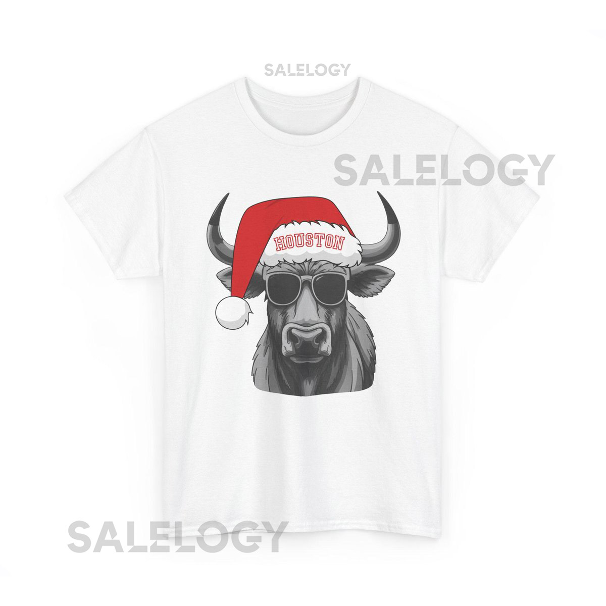 Houston Texans Christmas Unisex Holiday Shirt Gift for Texans Lovers Santa Bull Shirt Festive Graphic Tee Family Holida_323