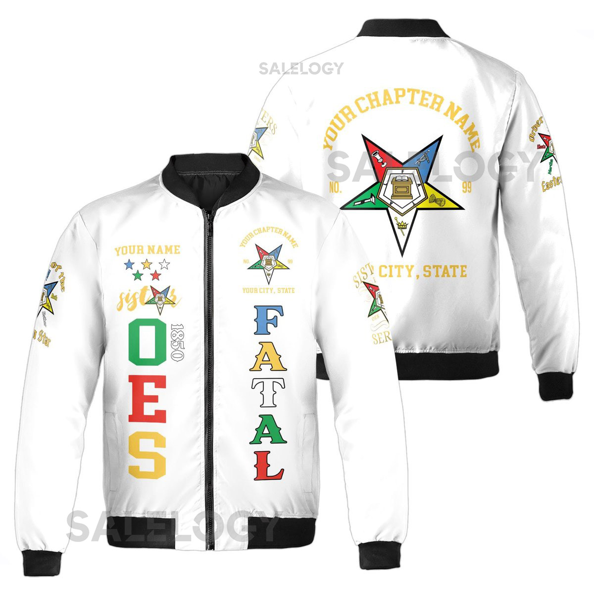 Custom 1850 OES Order Of The Eastern Star Bomber Jacket S-5XL_1