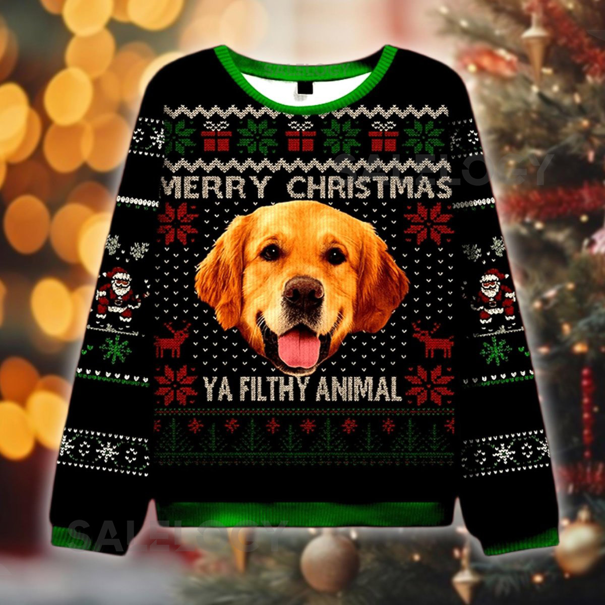 Golden Retriever Ya Filthy Animal Ugly Christmas Sweater Funny Dog Xmas Sweatshirt Home Alone Inspired Dog Lover Holiday