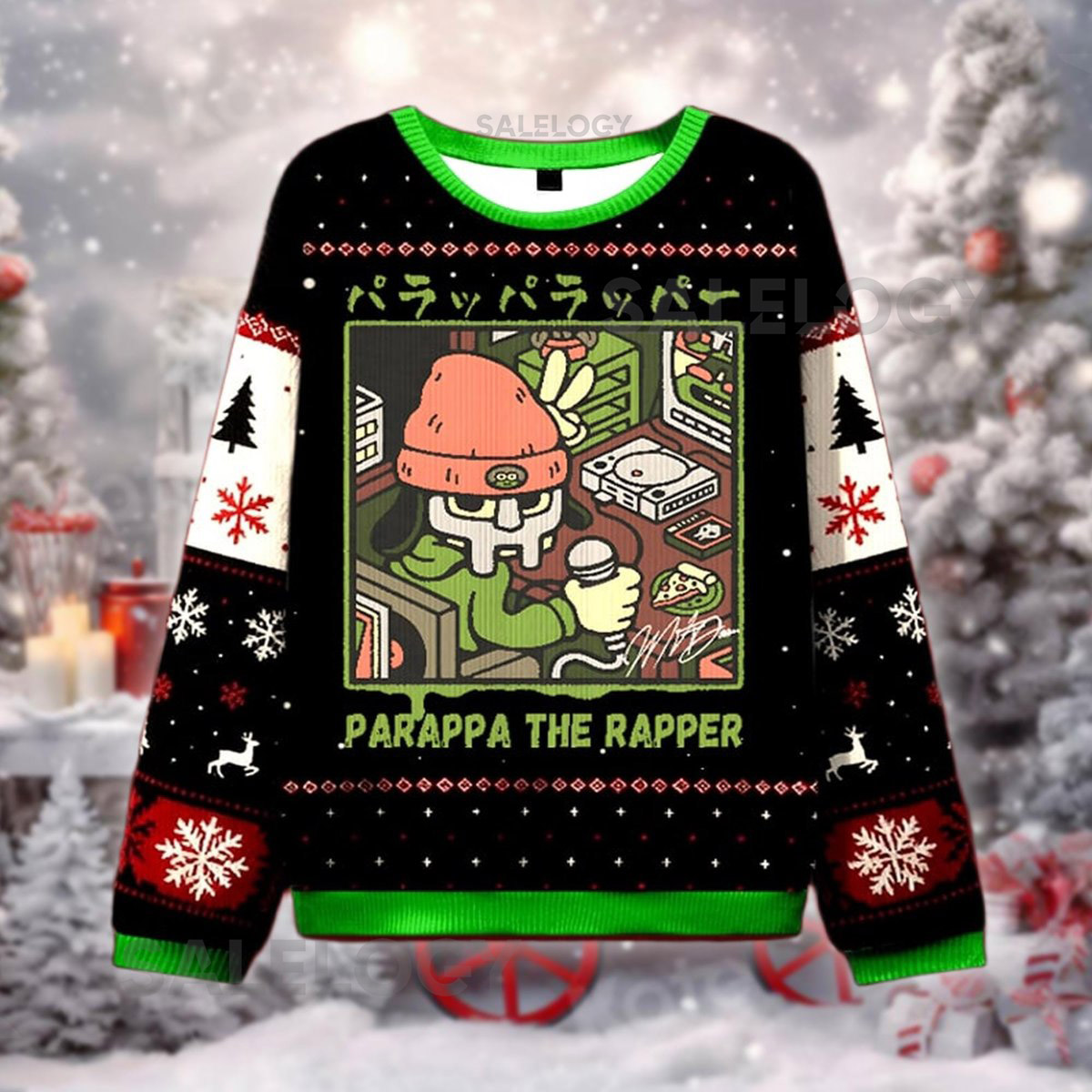 Funny Rapper Dog Video Game Character Ugly Christmas Sweater Gamer Xmas Hip Hop Sweatshirt Holiday Secret Santa