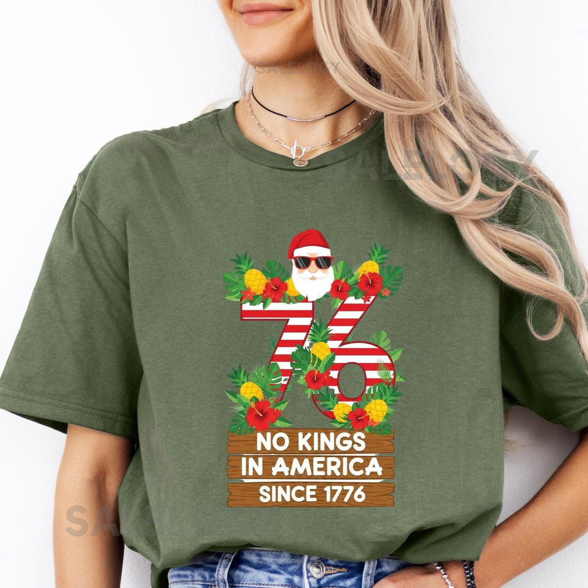 Santa No Kings T-Shirt Funny Patriotic Christmas Tee 1776 Rebel Protest Shirt_379