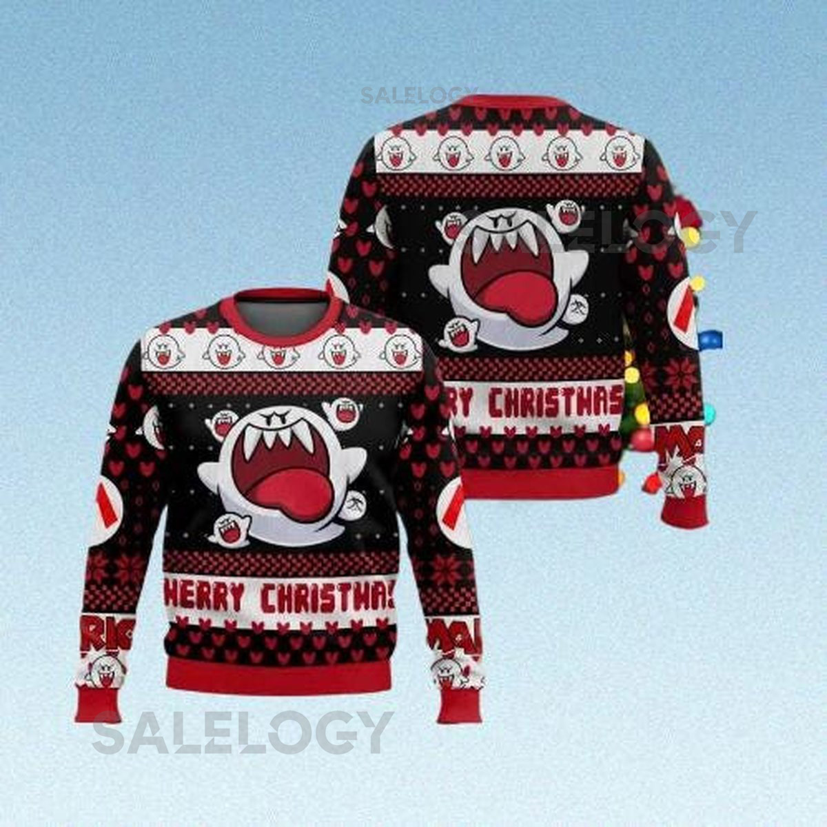 Boo Ghost Ugly Christmas Sweater Funny Game Xmas Sweatshirt Cute Holiday Jumper Merry Christmas Gift
