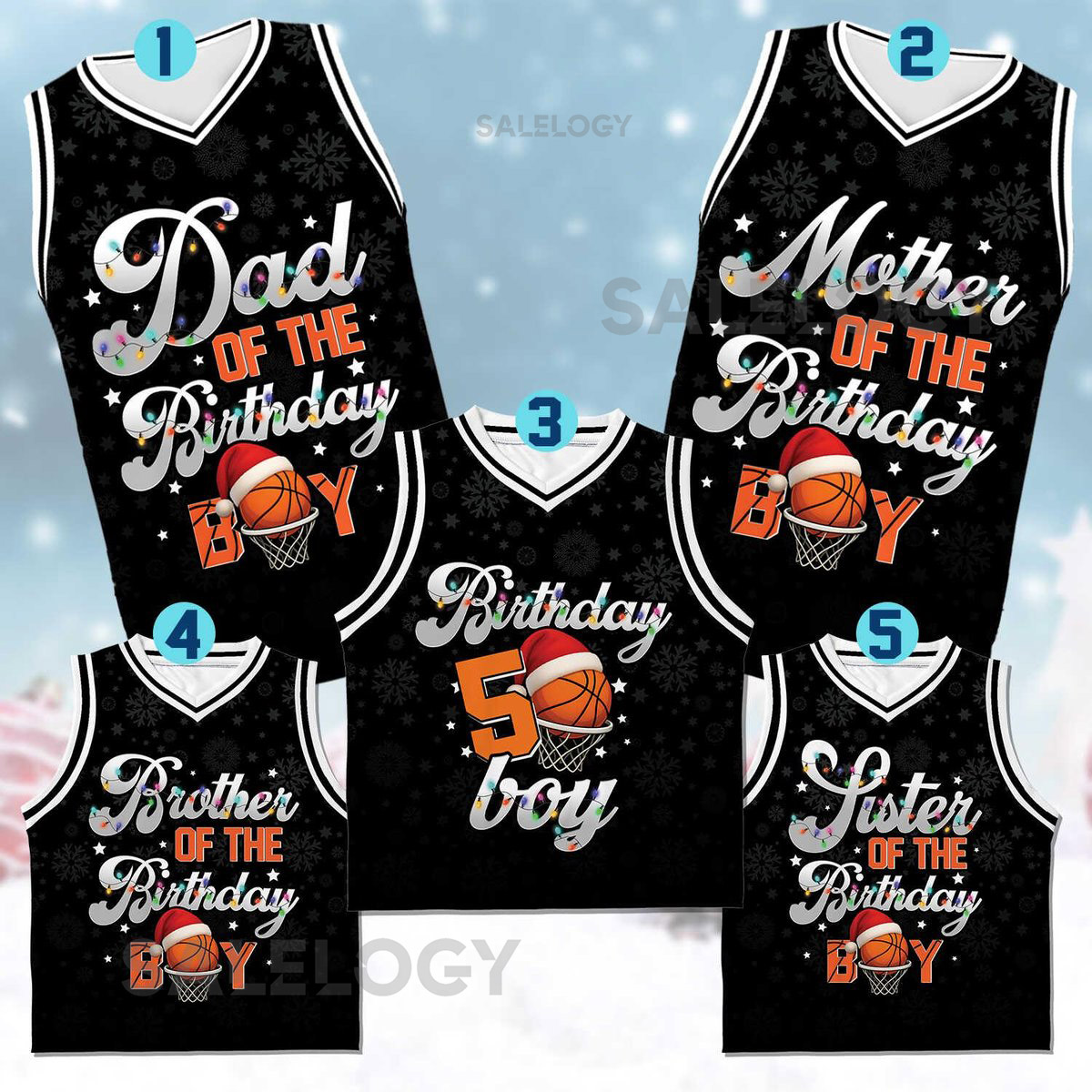 Custom Christmas Birthday Boy Basketball Jersey Personalized Family Matching Shirts Dad Mom Brother Sister Birthday Outfit Xmas Gift_146