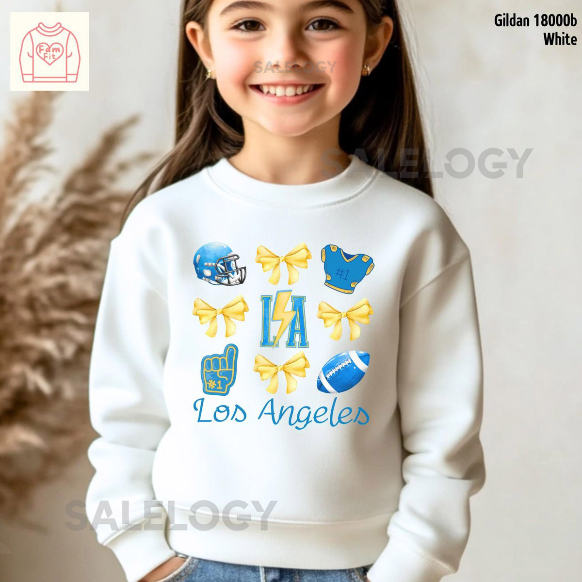 Personalized Los Angeles Charger Kid Sweatshirt - Football Custom Bow Tshirt Coquett Bow Shirt Famfit32-05_108