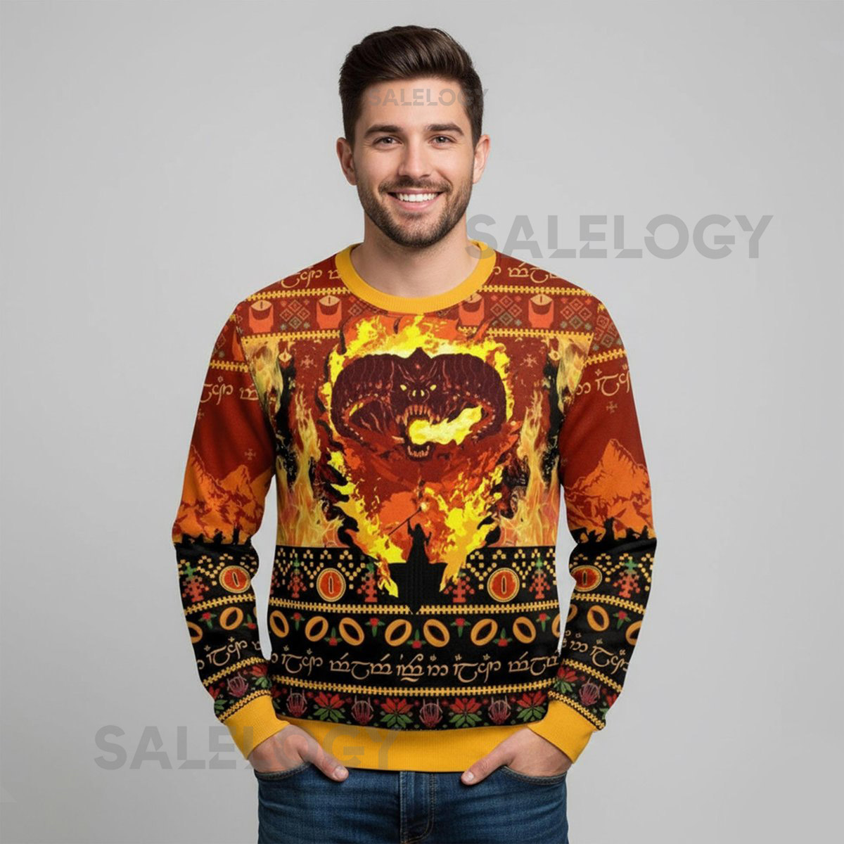 Movie Ugly Sweater Middle-Earth Sweater LOTR Xmas Party Sweatshirt Christmas  Sweatshirt Xmas Ugly Sweater