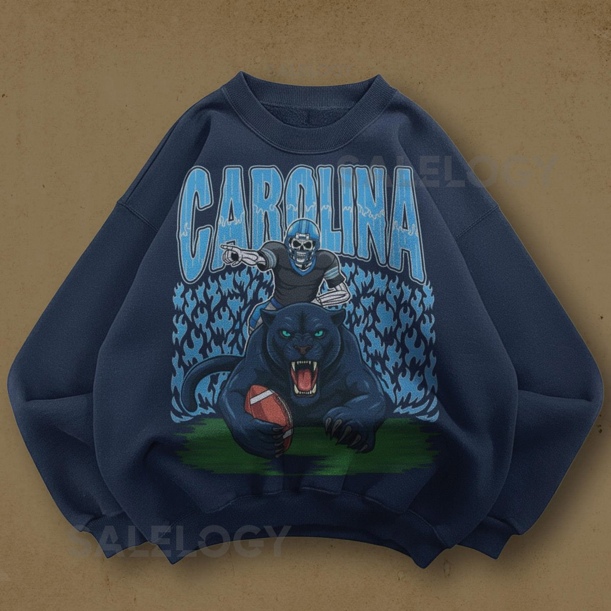 Vintage Carolina Football Sweatshirt Retro Panthers 90s Crewneck Old School Game Day Football Sweater_1031
