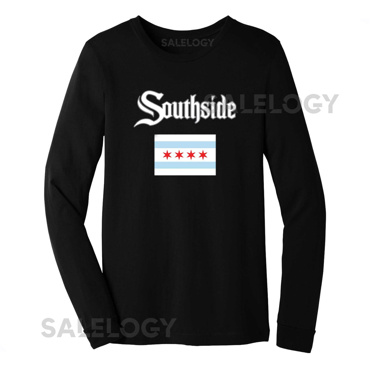 Southside Chicago Flag Black long sleeve t-shirtjersey_144