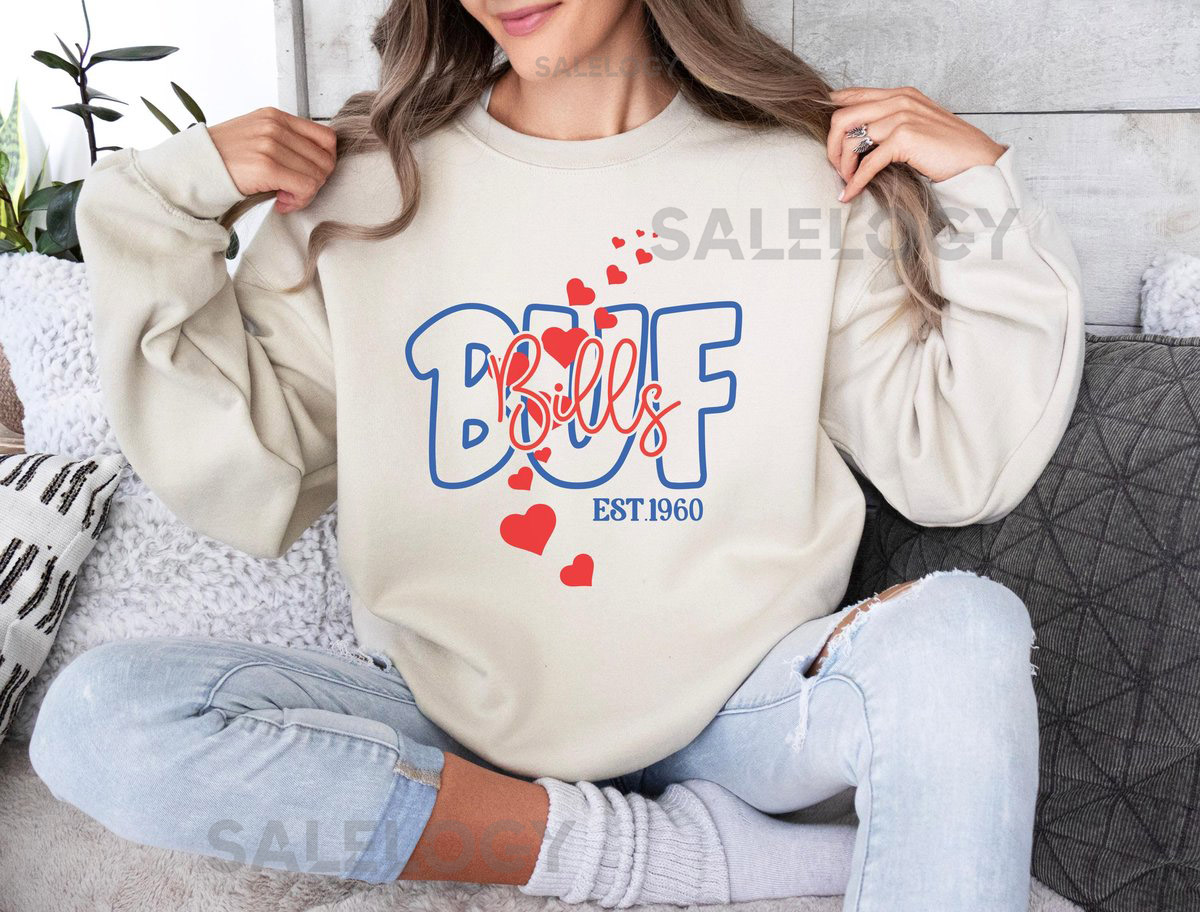Buffalo Football Shirt Bills Game Day Fan Sweatshirt Red Blue Hearts Gift T-Shirt_283
