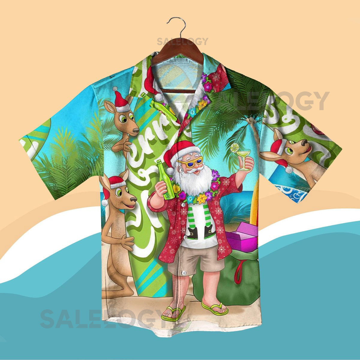 Funny Tropical Santa Hawaiian Shirt Shorts Merry Christmas Beach Outfit Santa Vacation Aloha Shirt Funny Holiday Party Gift for Men Women_80