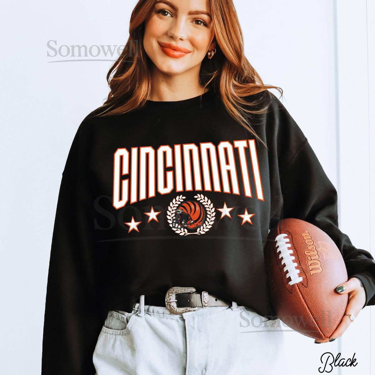 Cincinnati Football Sweatshirt Cincy Football Fan Gift Bengal Football Game Day Crewneck GD18000 Tailgate Outfit Unisex Sweatshirt_541