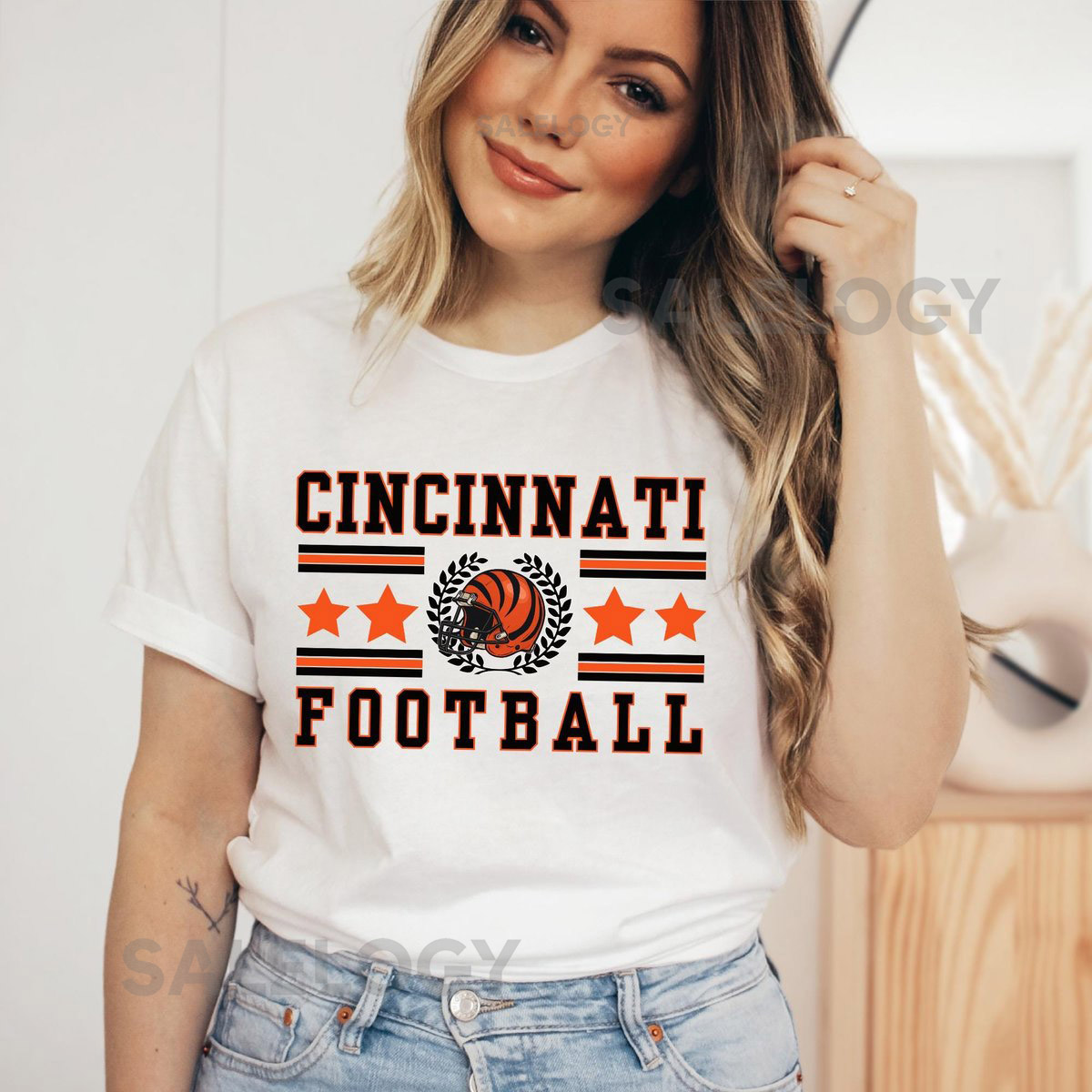 Cincinnati Football Shirt Bengal Football Fan Gift Cincy Game Day Bella Canvas 3001 Tee Unisex Football Shirt Cincy Tailgate Tee_533