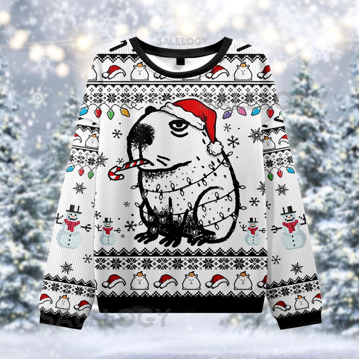 Capybara Ugly Christmas Sweater Funny Holiday Light Jumper Cute Animal Xmas  Capybara Lover Sweatshirt Relaxed Rodent