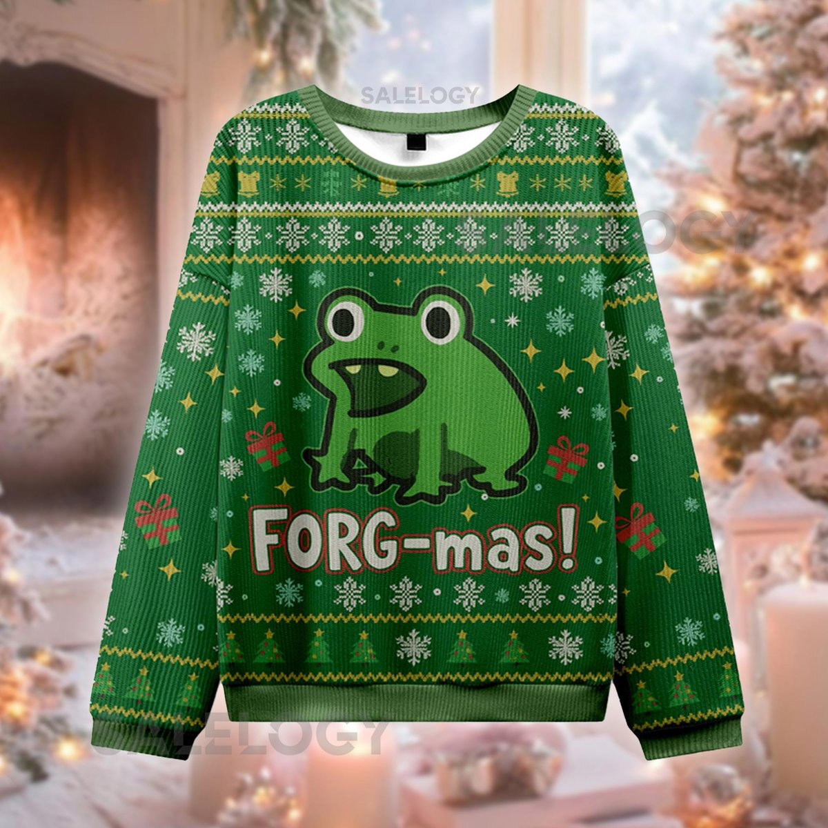 Forgmas Ugly Christmas Sweater Funny Frog Jumper Cute Toad Holiday  Meme Frog Xmas Sweatshirt Goblincore Jumper