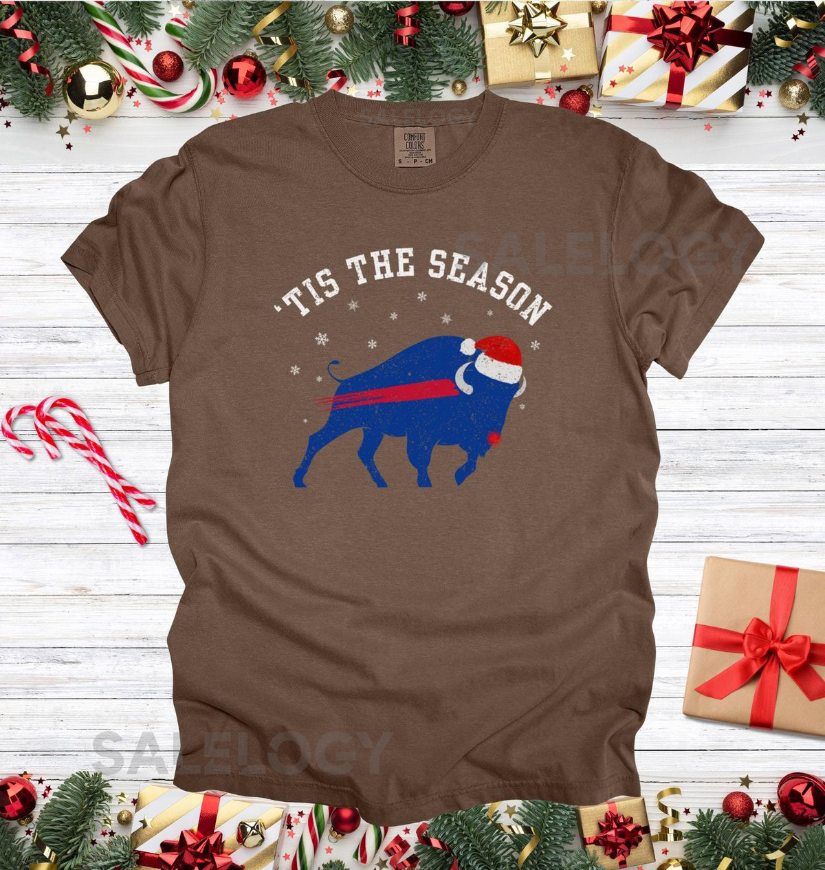 Buffalo Christmas Unisex T-Shirt Tis The Season Buffalo Christmas Gift_256