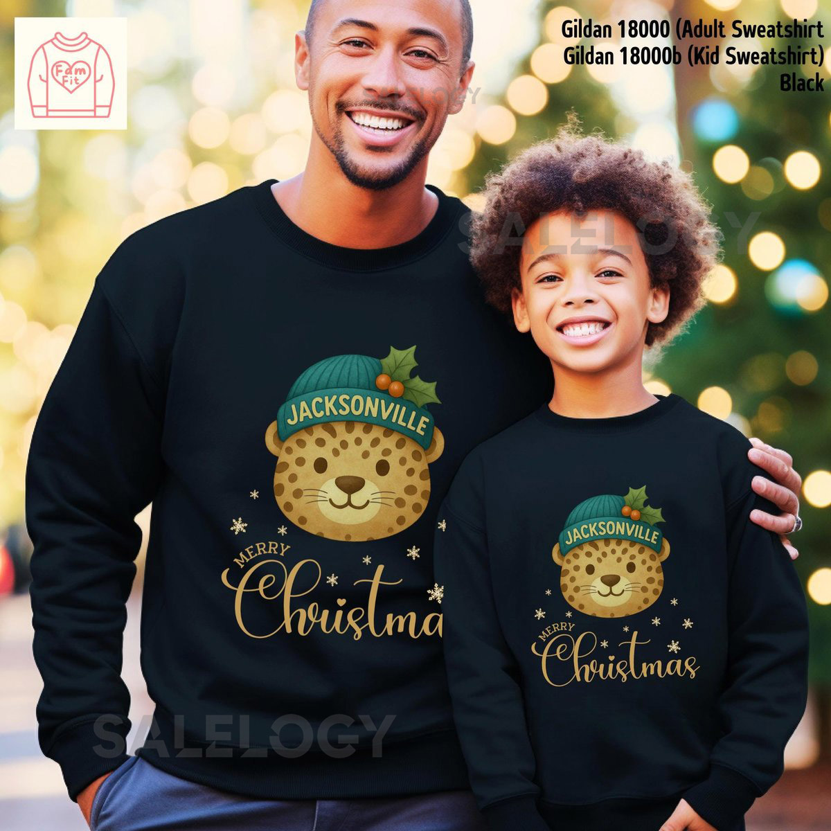 Merry Christmas Jacksonville Jaguar Sweatshirt - Gingerbread Cookie Design Kid Adult Shirt Matching Family FamfitC_764