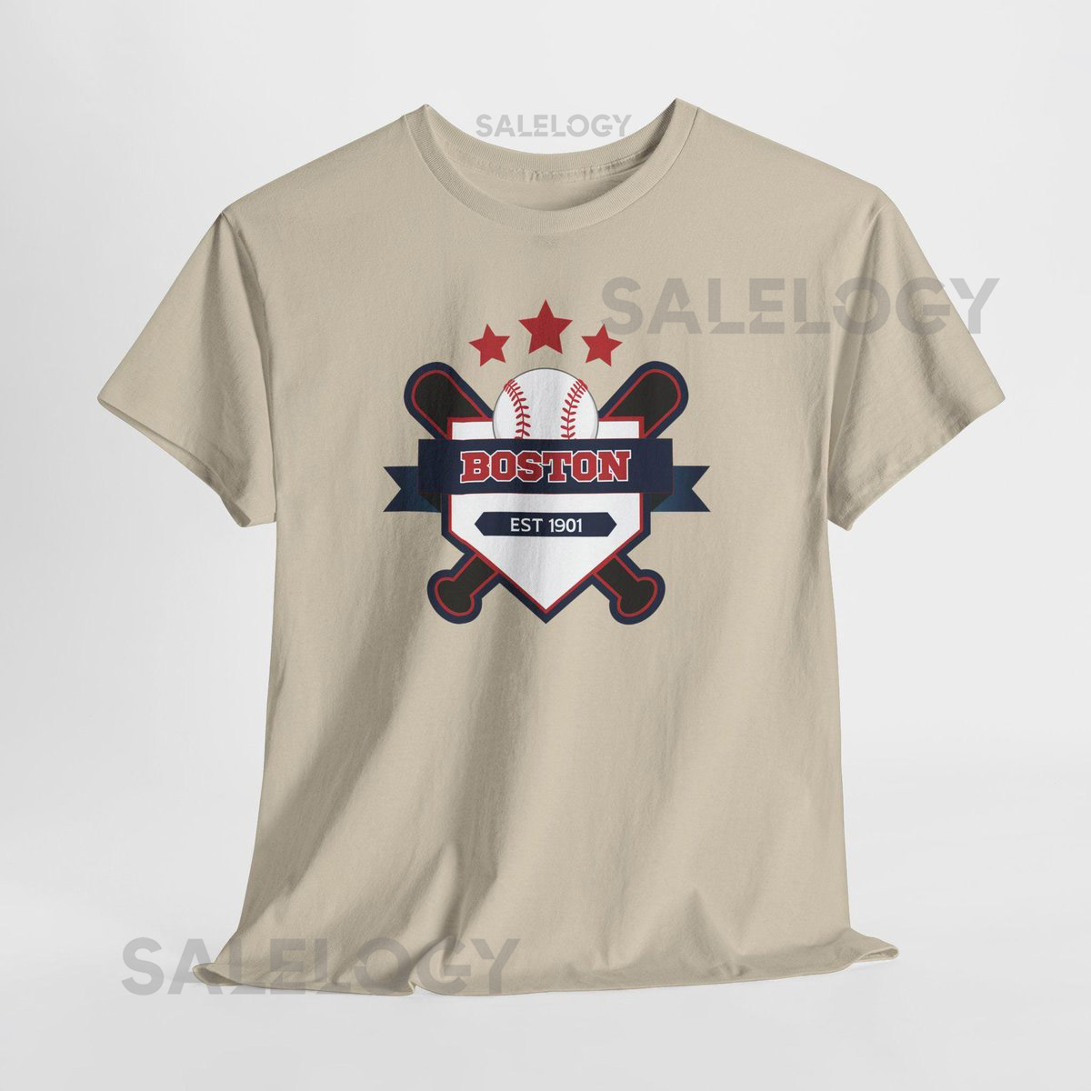 Boston Baseball Heavy Cotton Tee Sports Fan Graphic T-Shirt_151