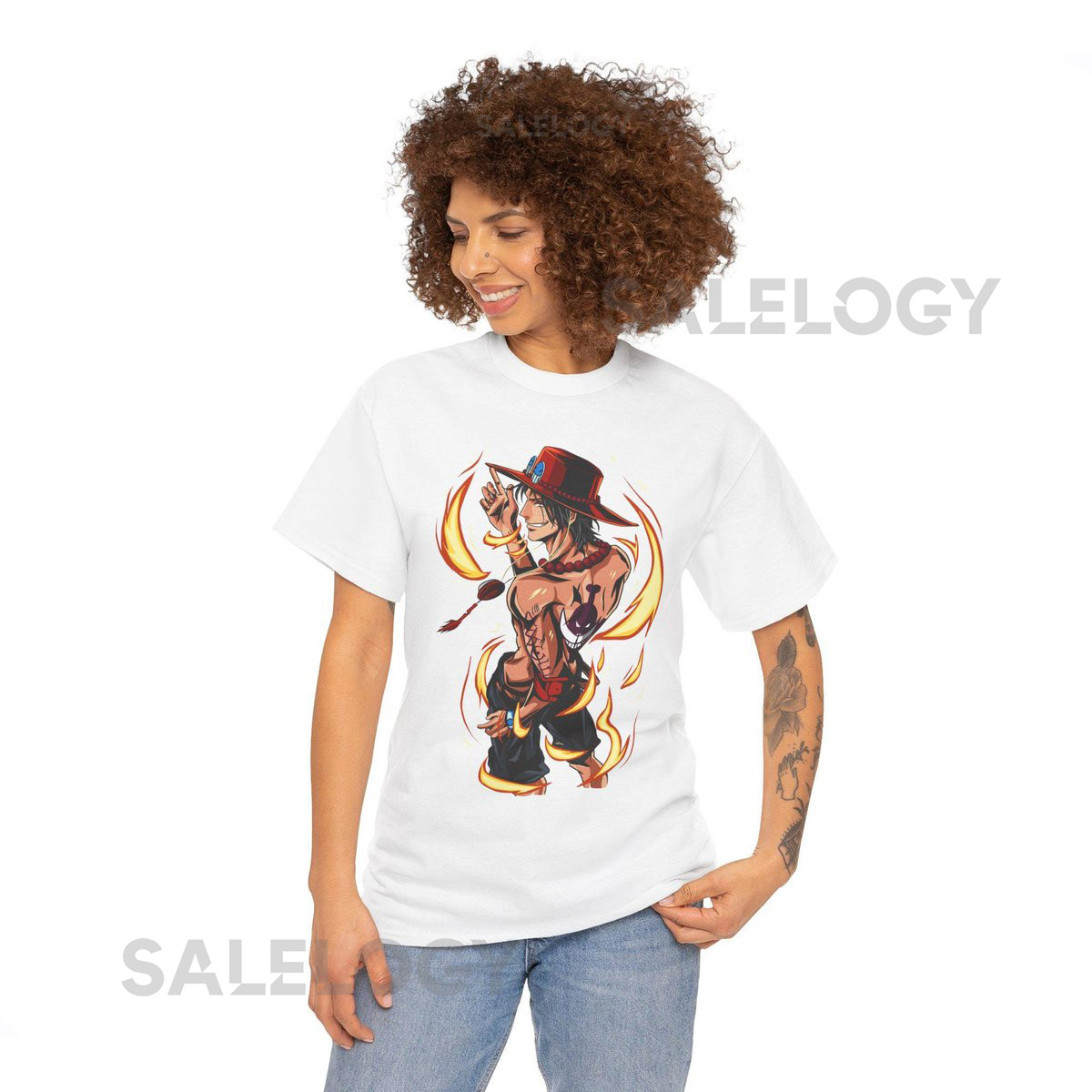 Unisex Graphic Tee Inspired by Fire-Fist Pirate Anime Adventure Shirt_405
