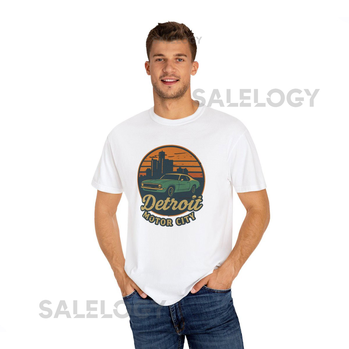 Detroit Motor City Vintage T-Shirt Distressed Retro Graphic Tee - 1969 Classic Muscle Car_199