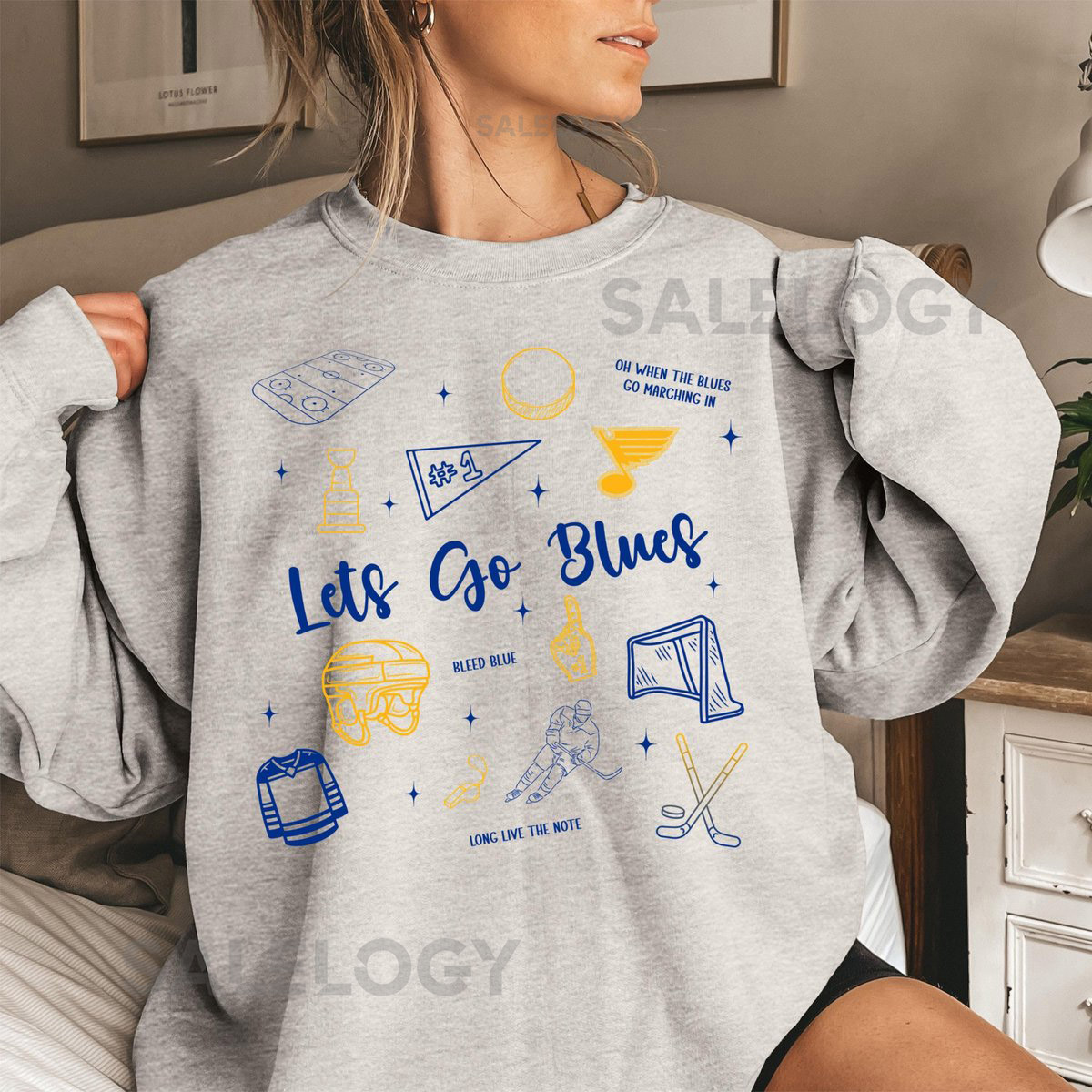 St. Louis Hockey Doodle Sweatshirt St. Louis Blues Lets Go Blues Shirt NHL Sweatshirt NHL Shirt Blues Sweatshirt Game Day Shirt Stanley Cup_527
