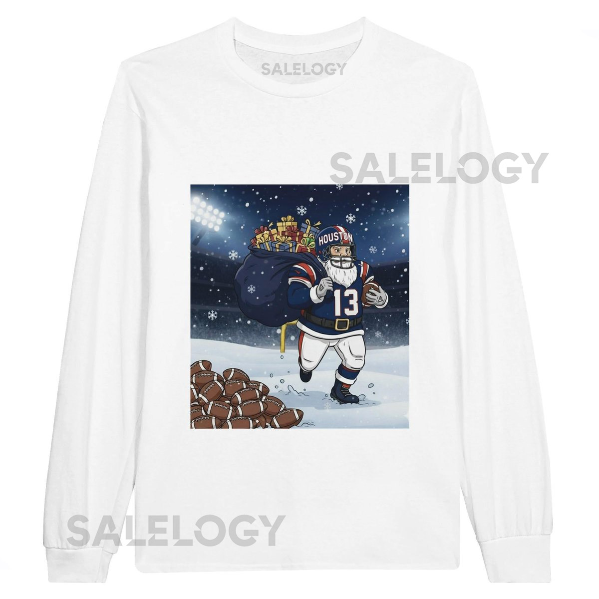 Houston Santa's Favorite Christmas City Football T-Shirt - Unisex Long Sleeve Gift fo_290