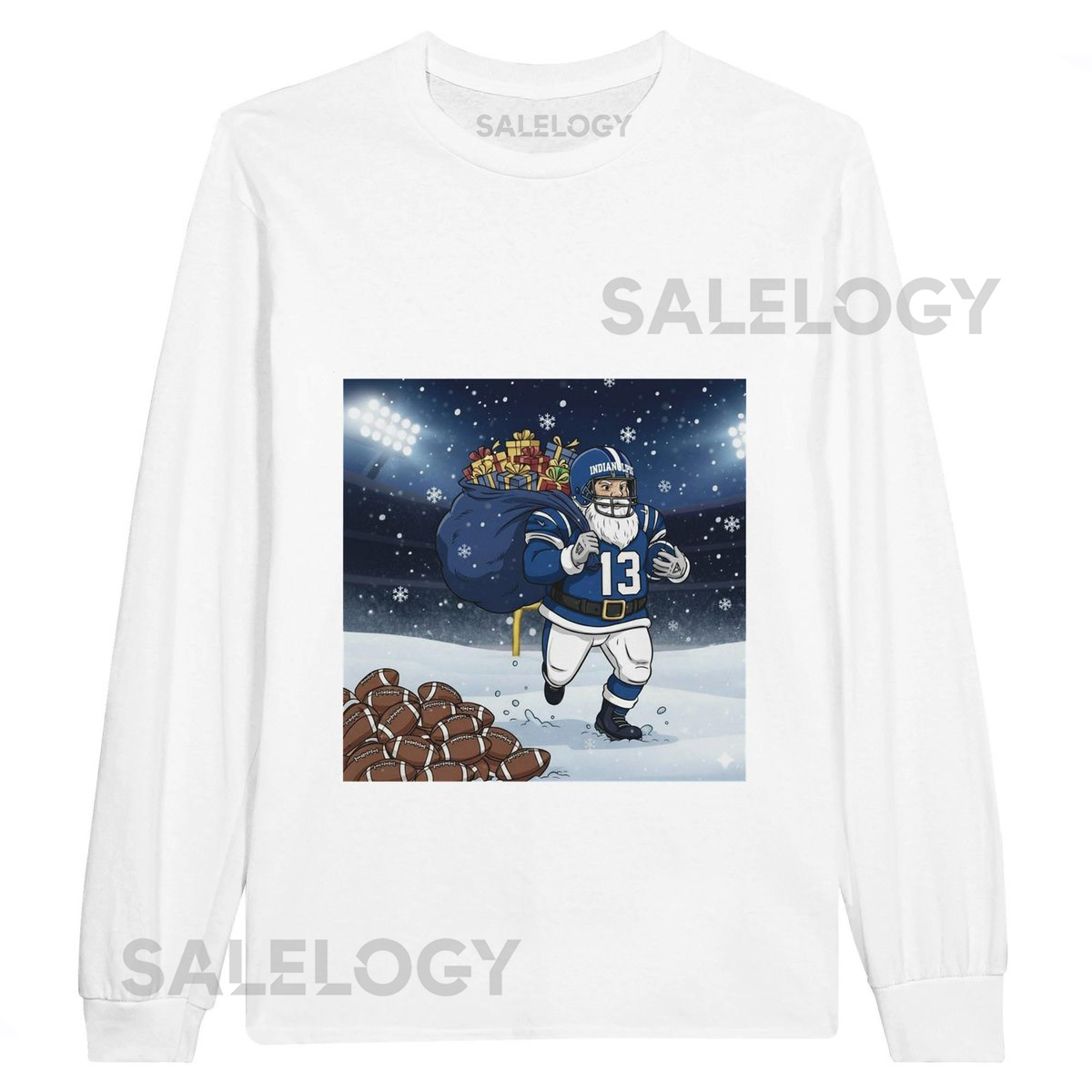 Indianapolis Santa's Favorite Christmas Football City Team T-Shirt - Unisex Long Sleev_549