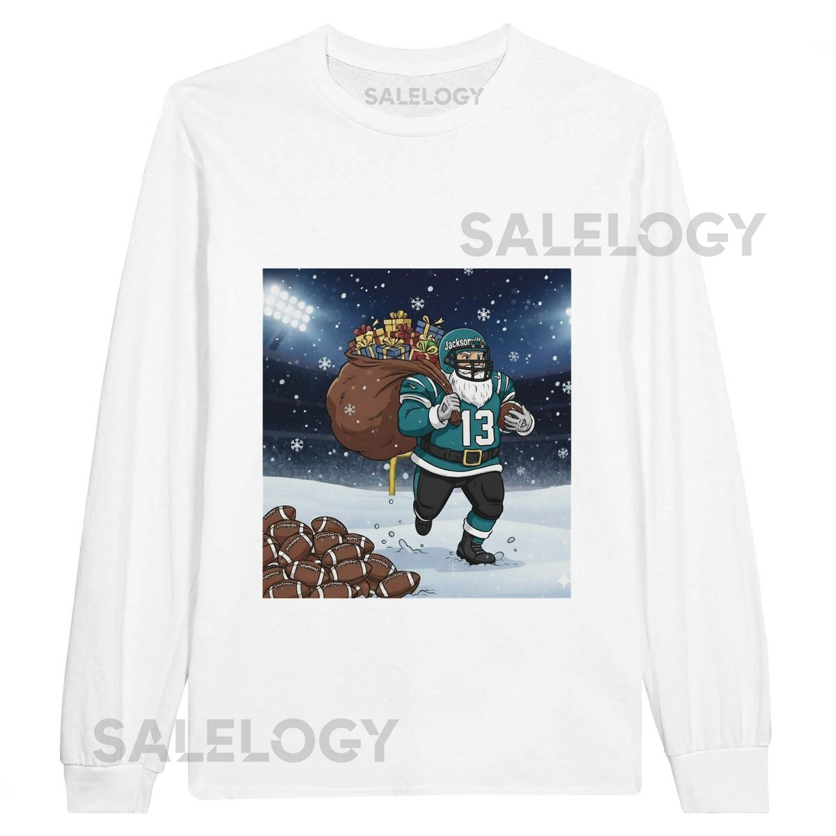 Jacksonville Santa's Favorite Christmas Football Team T-Shirt - Unisex Long Sleev_679