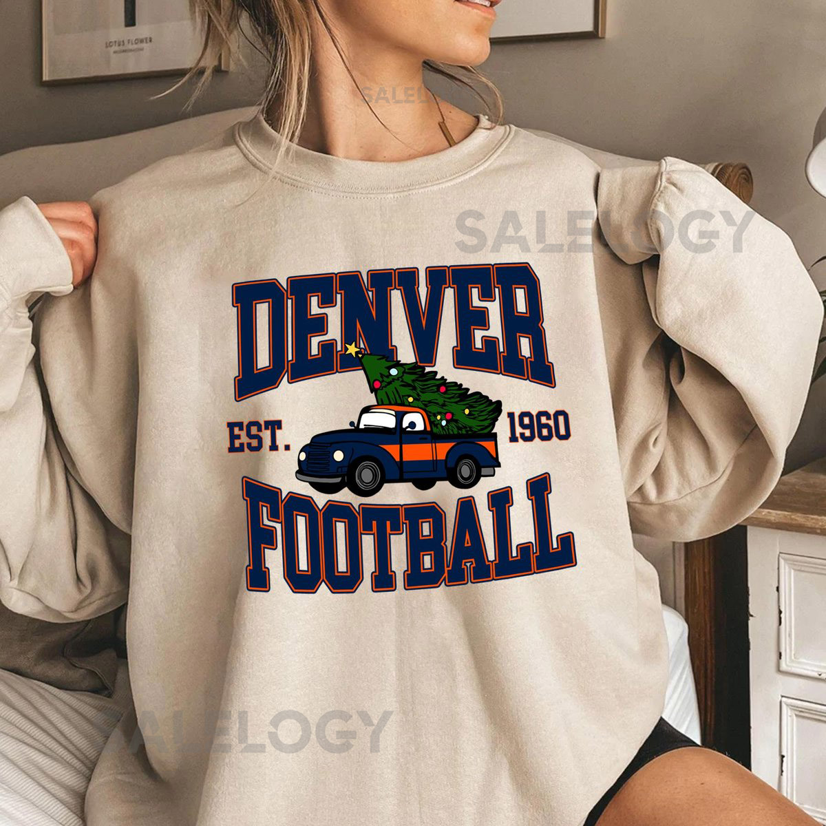 Denver Football Classic Christmas Tree Sweatshirt Holiday Sports Fan Gift Unisex Game Day Shirt_333