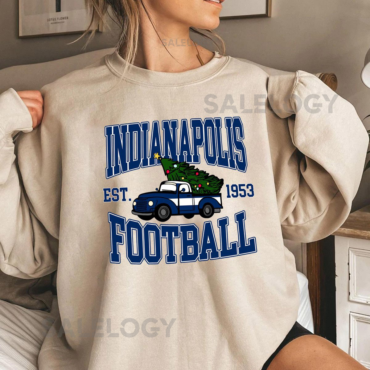 Indianapolis Football Christmas Tree Sweatshirt Holiday Sports Fa_492