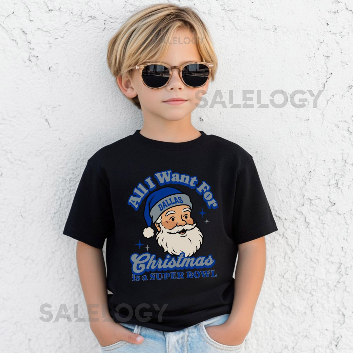 Dallas Football All I Want For Christmas Is A Super Bowl T-Shirt Youth Retro Cowboy Tee Holiday Santa Football Fan Shirt Game Day Top_195