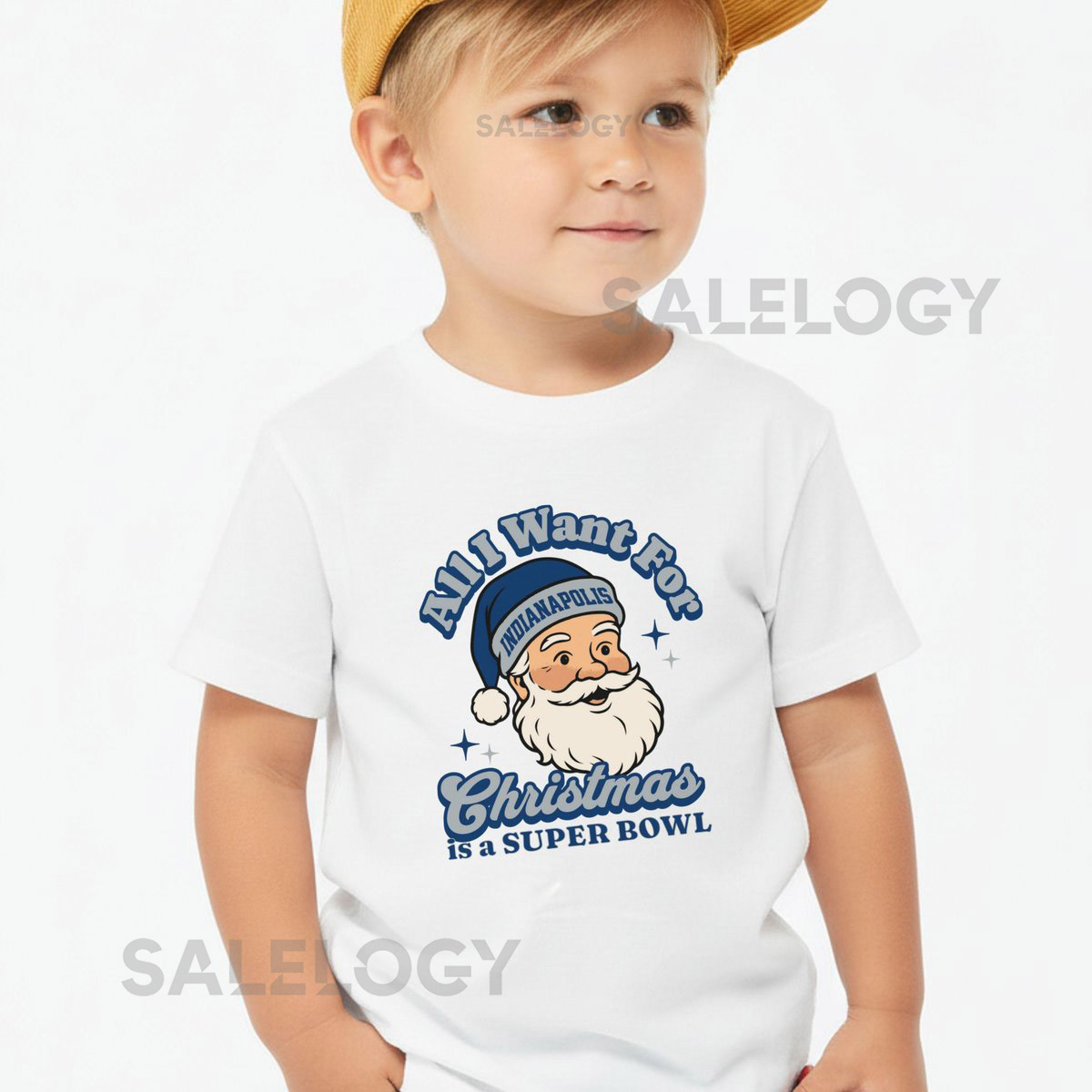 Indianapolis Football All I Want For Christmas Is A Super Bowl T-Shirt Toddler Retro Colt Tee Holiday Santa Football Fan Shirt Ga_486