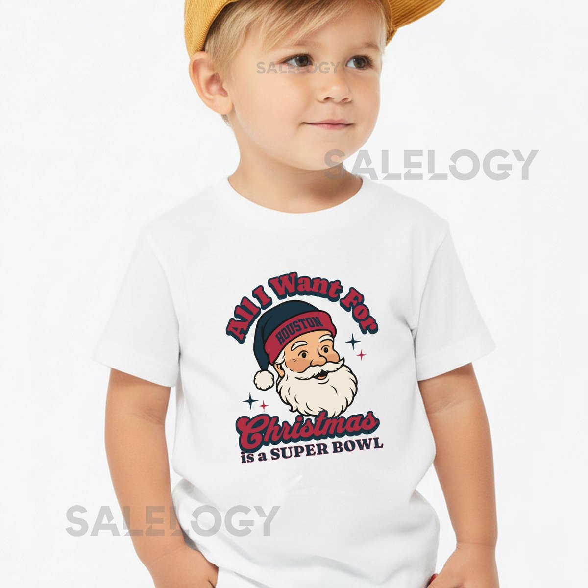 Houston Football All I Want For Christmas Is A Super Bowl T-Shirt Toddler Retro Texan Tee Holiday Santa Football Fan Shirt Game D_224