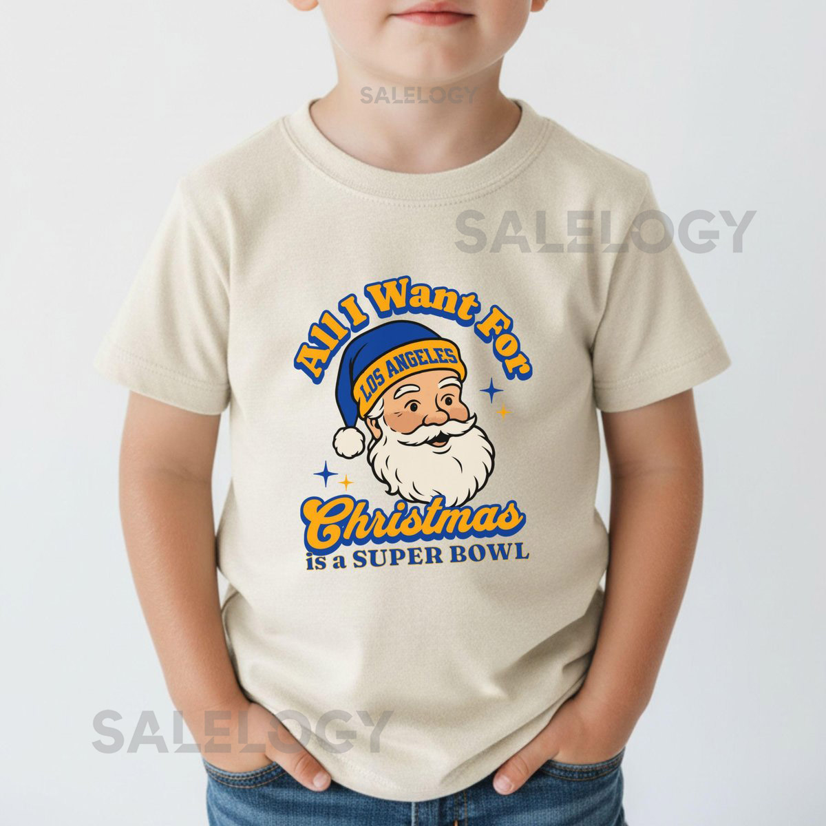 Los Angeles Football All I Want For Christmas Is A Super Bowl T-Shirt Toddler Retro Ram Tee Holiday Santa Football Fan Shirt Game Day Top_535