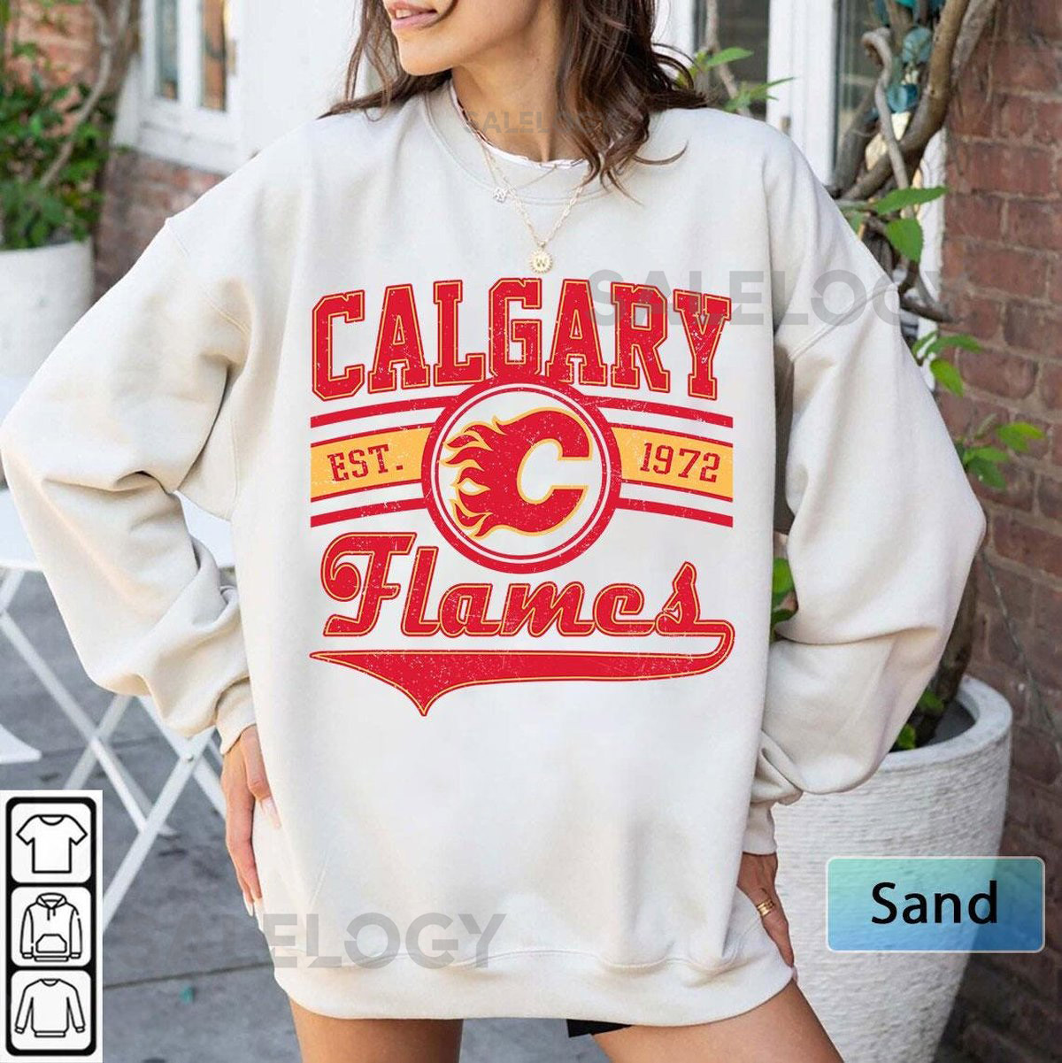 Calgary Flames Hockey SweatshirtVintage Graphic TeeHockey Gift For Fan Sweat-TshirtRetro Hoodie_21