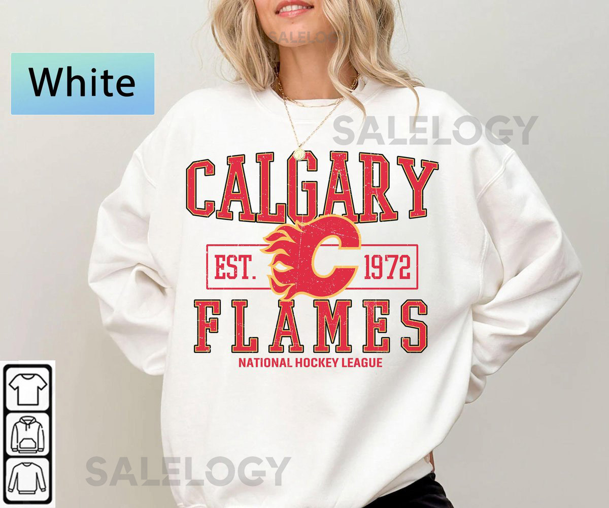 Calgary Flames Crewneck Vintage Calgary hockey sweatshirt Calgary Hockey Tee Flames Hockey hoodie sweater_17