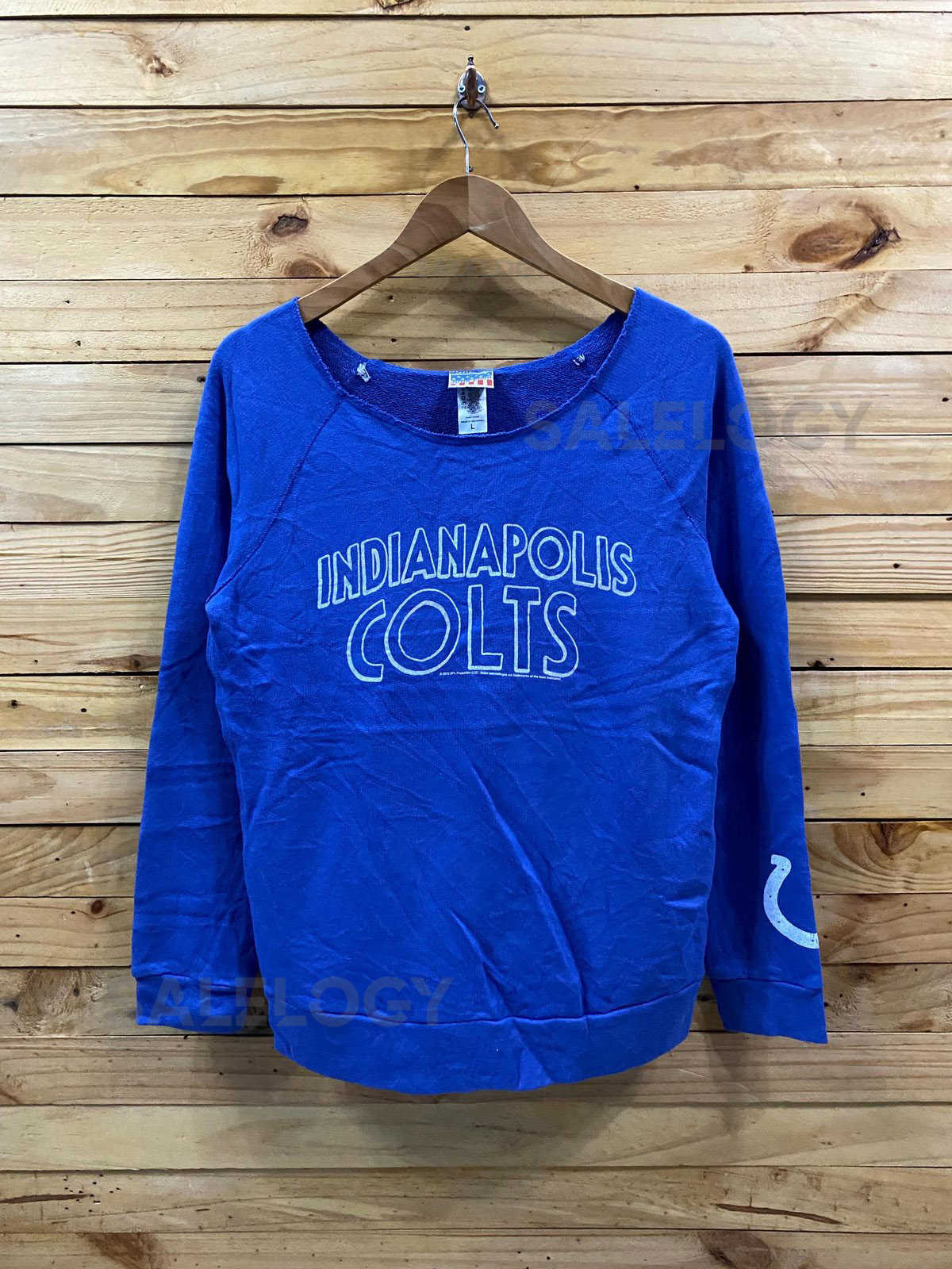 Vintage y2k junk food Indianapolis Colts cut off neck sweatshirt size f_1036