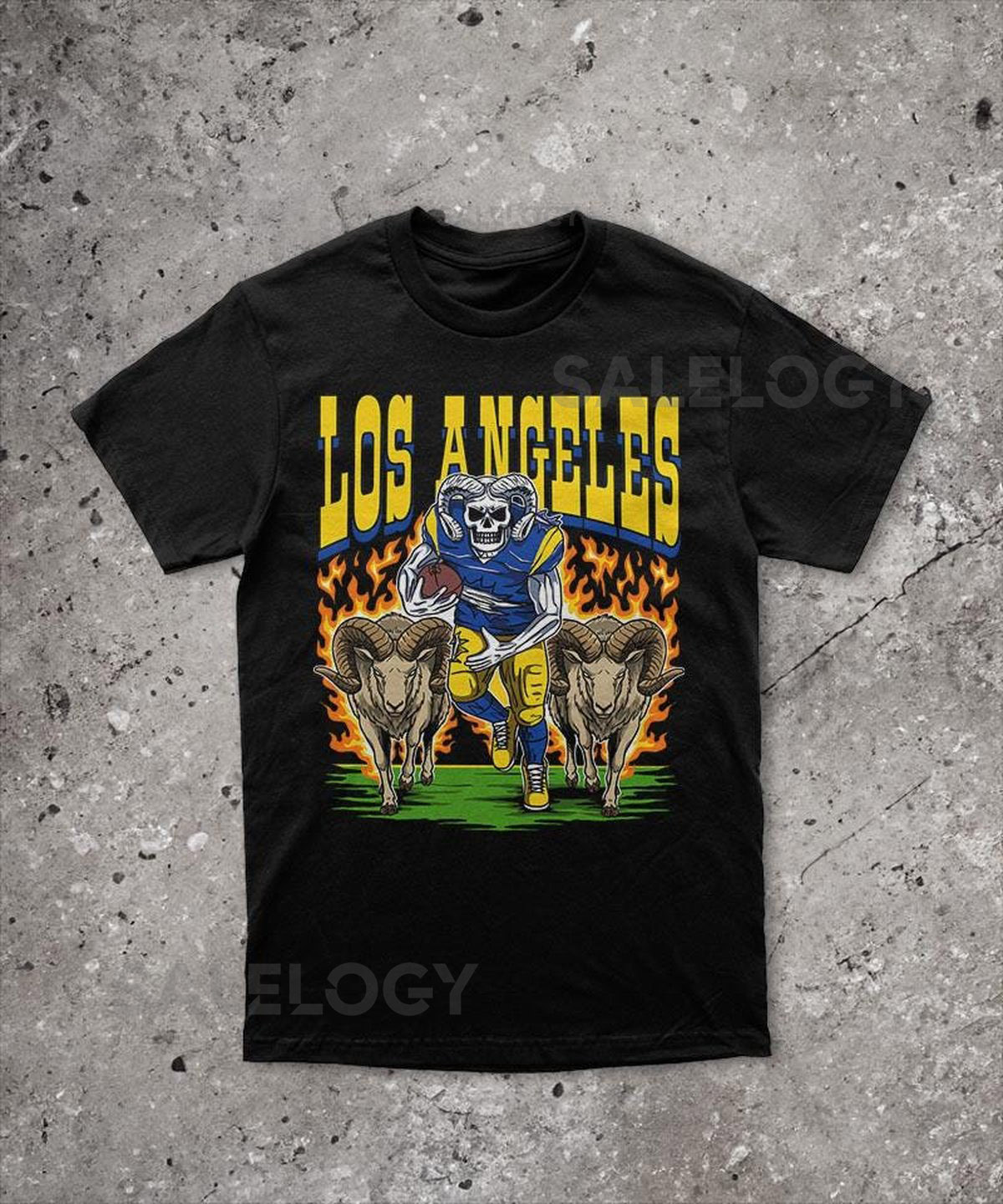Los Angeles Football T-Shirt Skeleton Graphic Vintage Tee Perfect Gift for Rams Fan_565