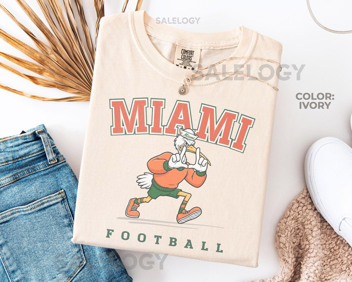 Vintage Miami Canes Football ShirtComfort Colors Miami Mascot ShirtMiami Football Crewneck TeeUniversity of Miami Game Day TeeHurricanes_730