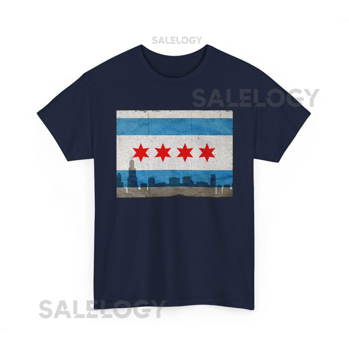 Chicago Skyline with Four Stars T-Shirt City Flag Graphic_226